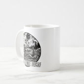 デカフェより死を Skeleton Canoe デザイン コーヒーマグカップ (正面左)
