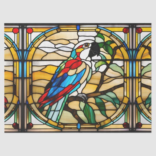 デカフェイクップクラフトチップ用ステンドグラスのオウム 薄葉紙 (正面)