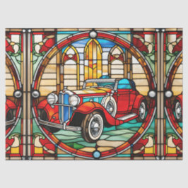 デカフェイクップクラフト用ステンドガクラシックラス製の自動車 薄葉紙