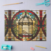 デカフェイクパ用鳥付きステンドグラス鳥かご 薄葉紙 (クラフト)