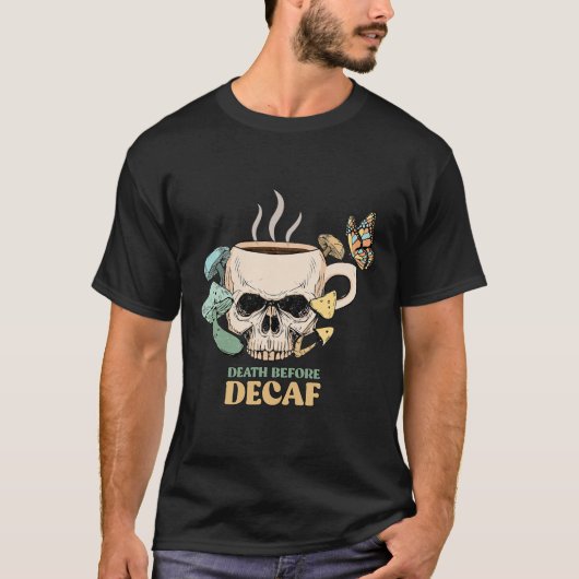 デカフスケルトンハロウィーンスカルムスロ前の死 Tシャツ (正面)