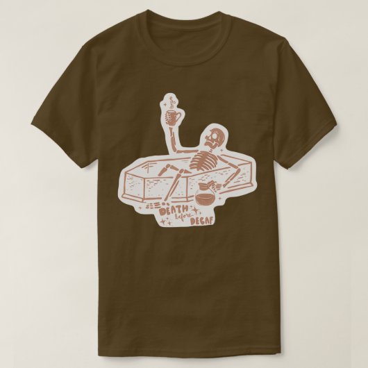 デカフステッカー前の死 Tシャツ (デザイン正面)