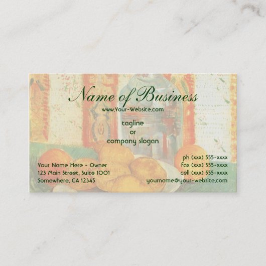 デカンターとレモンのプレート；ビンセント・ヴァン・ゴッホ 名刺 (正面)