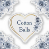 デカール3" x3"青いフローラコットンボール シール (正面)