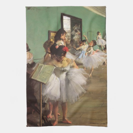 デガによるダンス教室、印象派バレエの名画 キッチンタオル (縦)