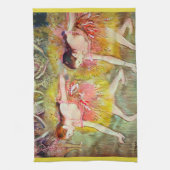デガスによる「踊るダンサーたち」- バレエ芸術 キッチンタオル (縦)