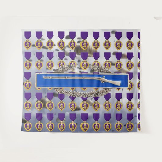 デキセドリン錠および戦闘のINFANTRYMANのバッジ タペストリー (正面(横))