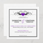 デキセドリン錠の黒は白い結婚式招待状渦巻きます 招待状 (正面/裏面)