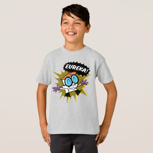 デクスター「ユーレカ！」 ハーフトーン吹き出しグラフィックス Tシャツ (正面フル)
