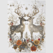 デクパージュの鹿の花の芸術作品 クリスマス 薄葉紙 (正面)