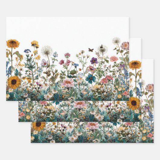 デクパージュ包装用風景転写紙 野の花 ラッピングペーパーシート (セット)