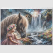 デクパージュ用魔法の滝の馬とプリンセス 薄葉紙 (正面)