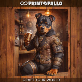 デクパージュ - スチームパンクロットワイラー犬とビール - 薄葉紙