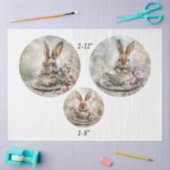 デクパージュ ティーカップ うさぎ 12" & 8" ラウンド 薄葉紙 (クラフト)