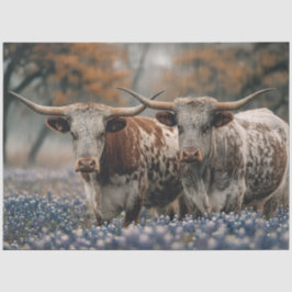 デクパージュ テキサス ロングホーンズ ブルーボネットの花畑 薄葉紙