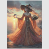 デクパージュ ファンタジー 魔法使い 燃えるドレスとオーブ 薄葉紙 (正面)