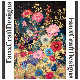 デクパージュ フラワー ファンタジー 花 金 ブラック R 131 薄葉紙