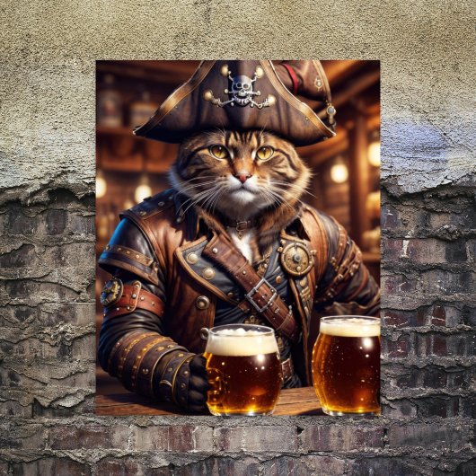 デクパージュ - 海賊スチームパンク猫のビール飲み姿 -  薄葉紙