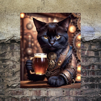 デクパージュ - 蒸気猫がビールを飲む ラッピングペーパーシート