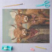 デクペお洒落ージハイランド牛カップル 薄葉紙 (クラフト)