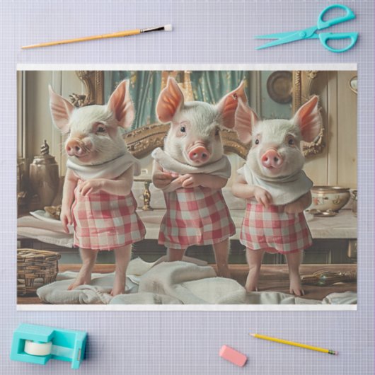 デクペお洒落ージ3ピッグド市松模様にレドレス 薄葉紙 (クラフト)