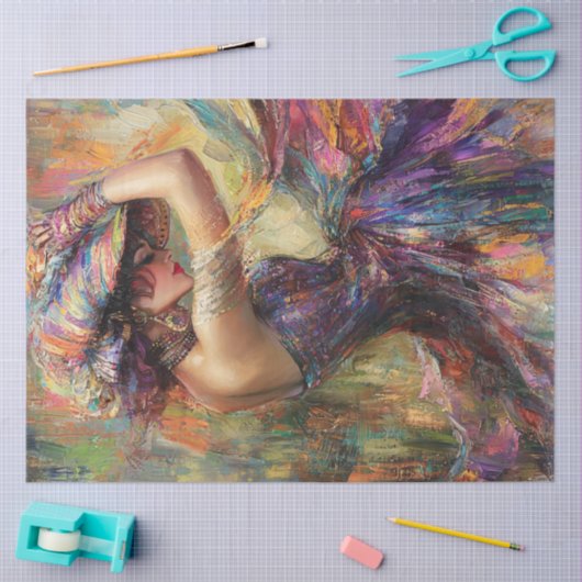 デクペお洒落鮮やかージ女性ダンサー 薄葉紙 (クラフト)