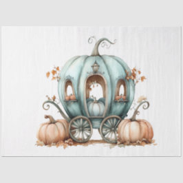 デクページお洒落ティール（緑がかった色）かぼちゃキャリッジ 薄葉紙