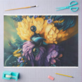 デクページお洒落ティール（緑がかった色）イエローコンアパルト 薄葉紙 (クラフト)