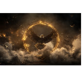 デクページイーグル威厳のあるゴールデンリングや輪飛んでいる 薄葉紙