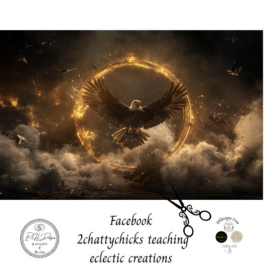 デクページイーグル威厳のあるゴールデンリングや輪飛んでいる 薄葉紙