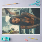 デクページクラシックの車&タトゥーのシックなポスター 薄葉紙 (クラフト)