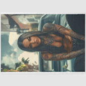 デクページクラシックの車&タトゥーのシックなポスター 薄葉紙 (正面)