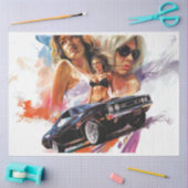 デクページクラシックカーのヴィンテージポスター 薄葉紙 (クラフト)