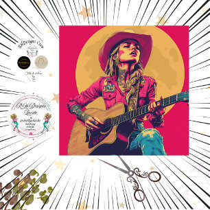 デクページクラシックポスターナッシュビルガールギタリスト 薄葉紙