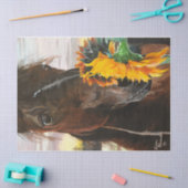 デクページティッシュペーパーウマとヒマワリ 薄葉紙 (クラフト)