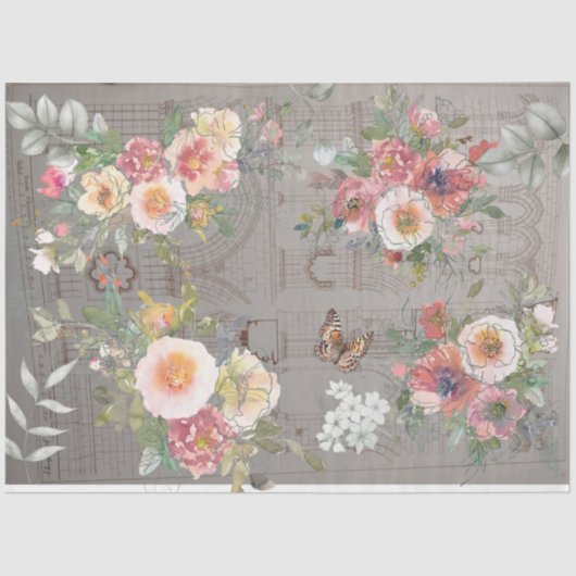 デクページティッシュペーパーゴシックフローラデザイン 薄葉紙 (正面)