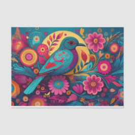 デクページフォークアートバードティッシュペーパー 薄葉紙