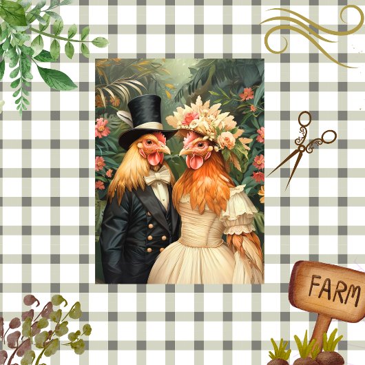 デクページヴィンテージ結婚式鶏&チキン 薄葉紙