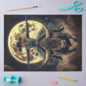 デクページ女性のカーボーイライディングブルオンムーンバックドロップ 薄葉紙 (クラフト)