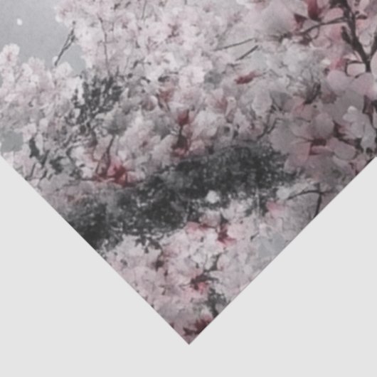 デクページ山富士とさくらんぼの花と湖 薄葉紙 (詳細)