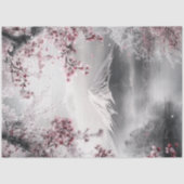 デクページ山富士とさくらんぼの花と湖 薄葉紙 (正面)