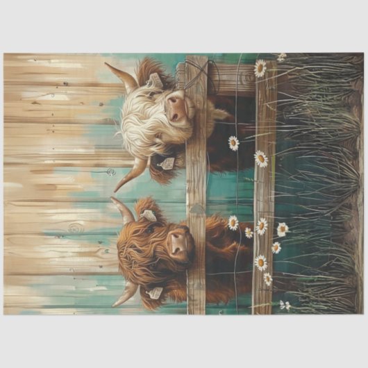 デクページ素朴チャームファーミヤードフーズティール（緑がかった色） 薄葉紙 (正面)