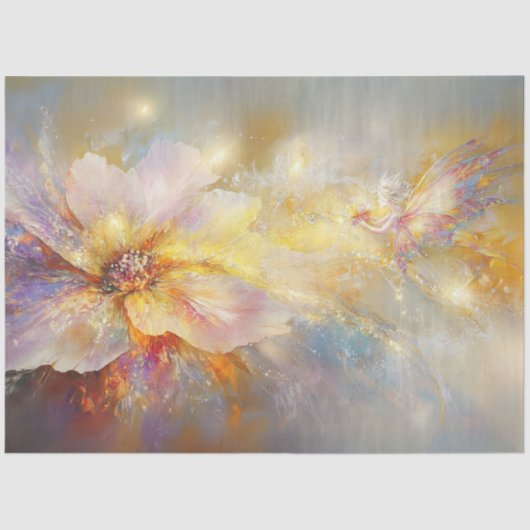 デクページ絵を描抽象芸術の花と妖精 薄葉紙 (正面)