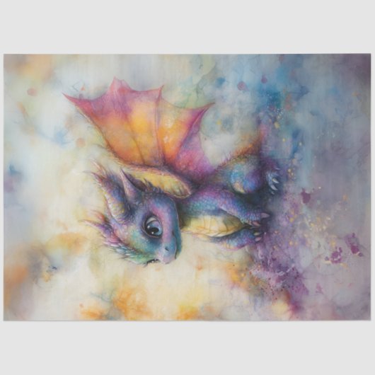 デクページ鮮やかベビーファンタジードラゴン 薄葉紙 (正面)