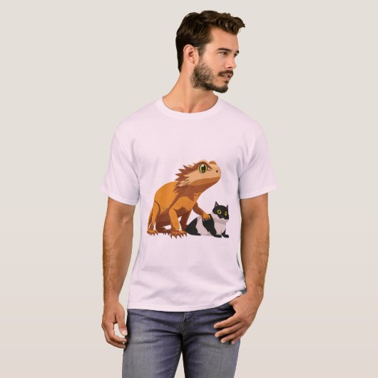 デクランの猫とトカゲTシャツ Tシャツ (正面フル)
