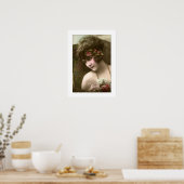 デコの女の子，ビーズ，花の椅子に座って ポスター (キッチン)