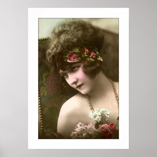 デコの女の子，ビーズ，花の椅子に座って ポスター (正面)