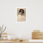 デコの女性帽子とストール岬 ポスター (キッチン)