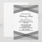 デコエレガントグレイ卒業パーティー招待状 招待状 (正面/裏面)