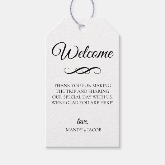 デコエレガントフローリッシュ結婚ズ歓迎バッグ ギフトタグ (正面)